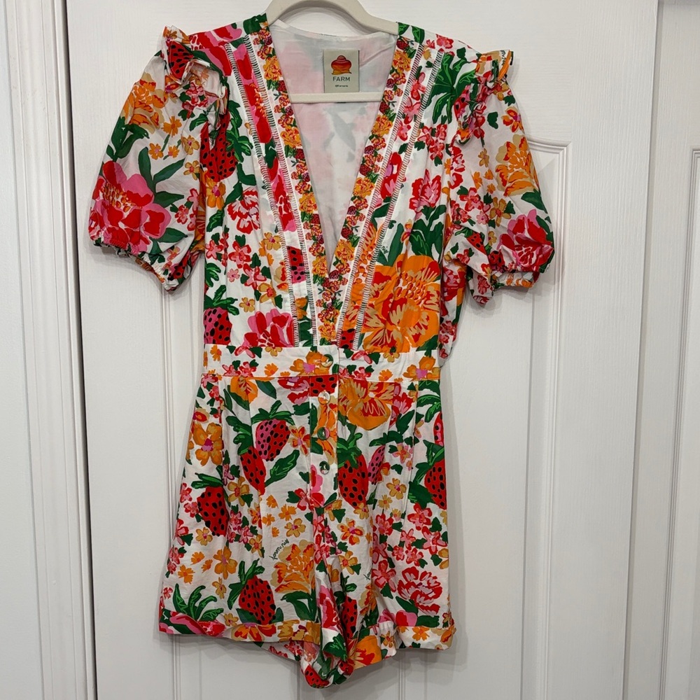 Farm Rio Colorful Belted Floral Romper